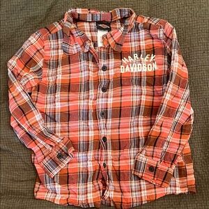 Harley-Davidson Red and Brown Button Down Shirt
